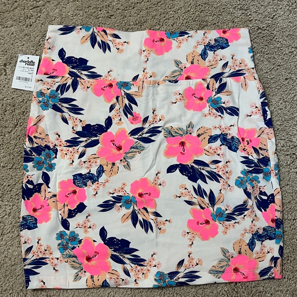 Charlotte Russe Floral Body-con Skirt - Hibiscus